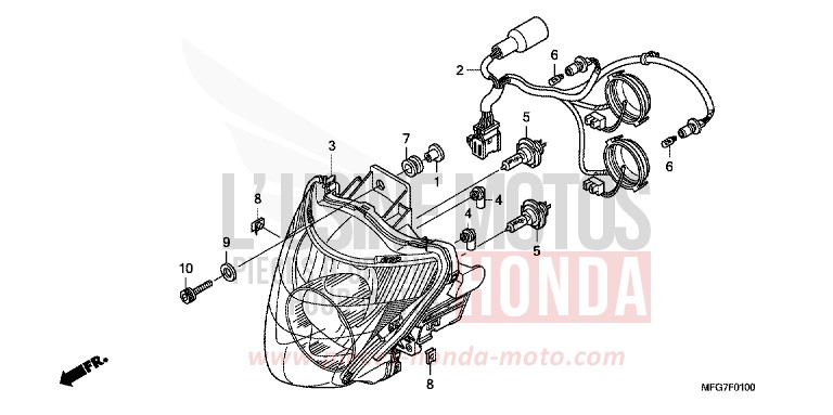 SCHEINWERFER von Hornet ABS PEARL SIENA RED (R320) von 2007